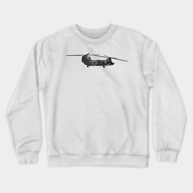 Chinook army helicopter cartoon illustration Crewneck Sweatshirt by Miss Cartoon